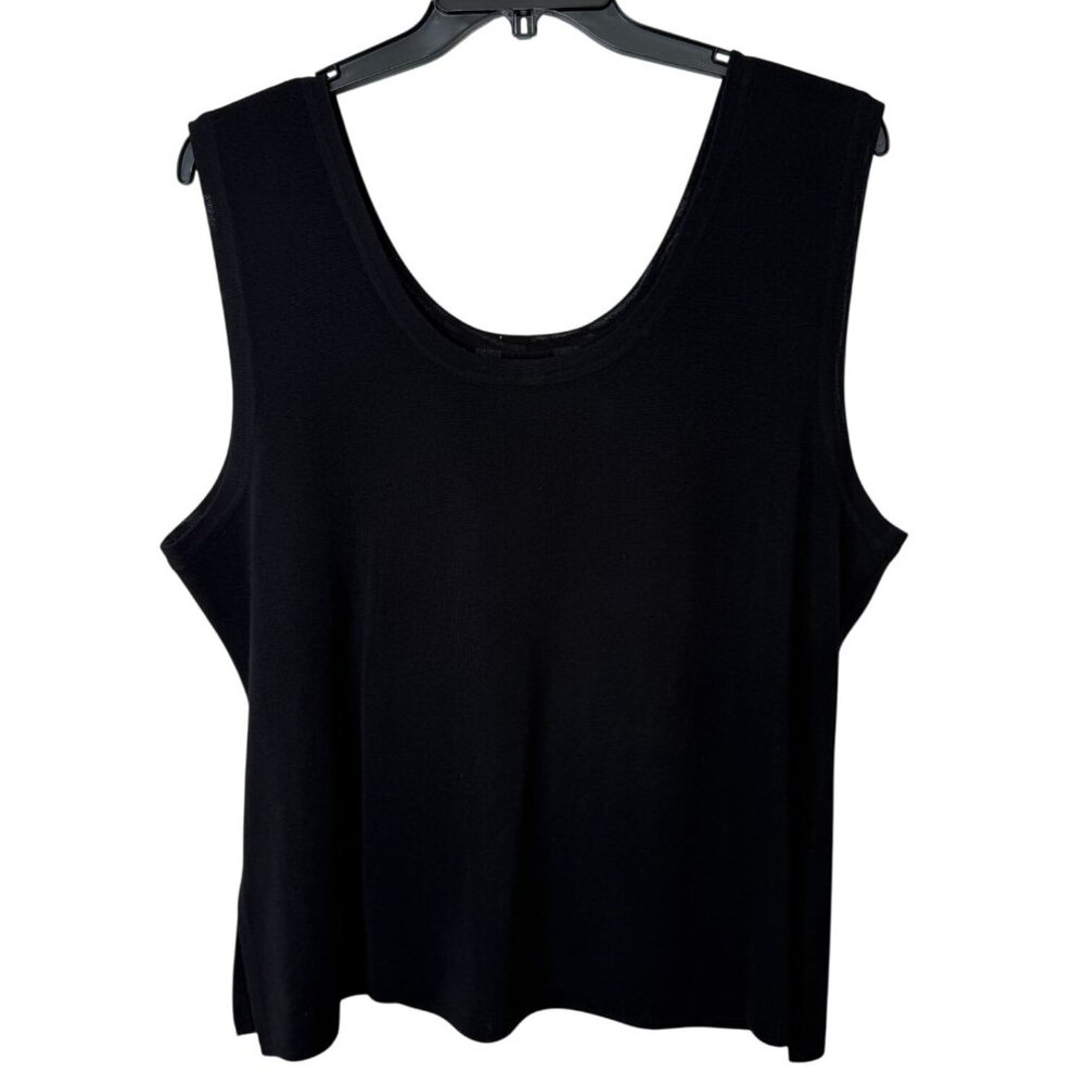Misook Womens Black Knit Tank Top Size 2X Capsule Office Lagenlook Classic